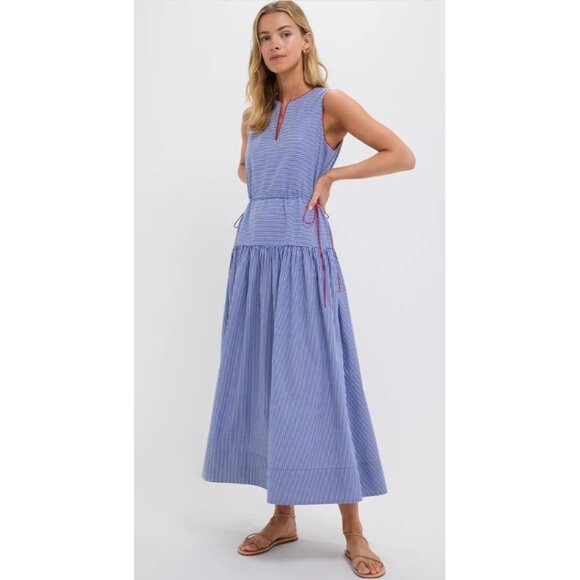 TUCKERNUCK Royal Blue and White Stripe Charlotte Maxi Dress Size Small NWT - Picture 1 of 8